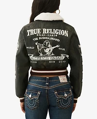 True Religion Women's Sherpa Collared Aviator Jacket