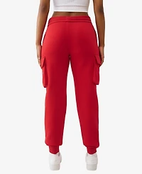 True Religion Women's Buddha Fold Over Cargo Jogger Pants