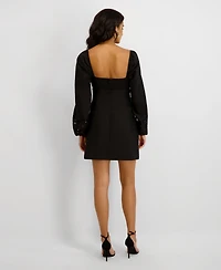 Siena Women's Eyelet Woven Sweetheart Neck Short Dress