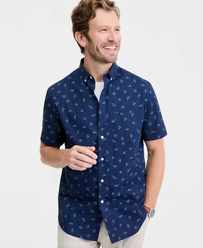 Club Room Men's Birds Sky Poplin Short-Sleeve Shirt, Macy's Exclusive