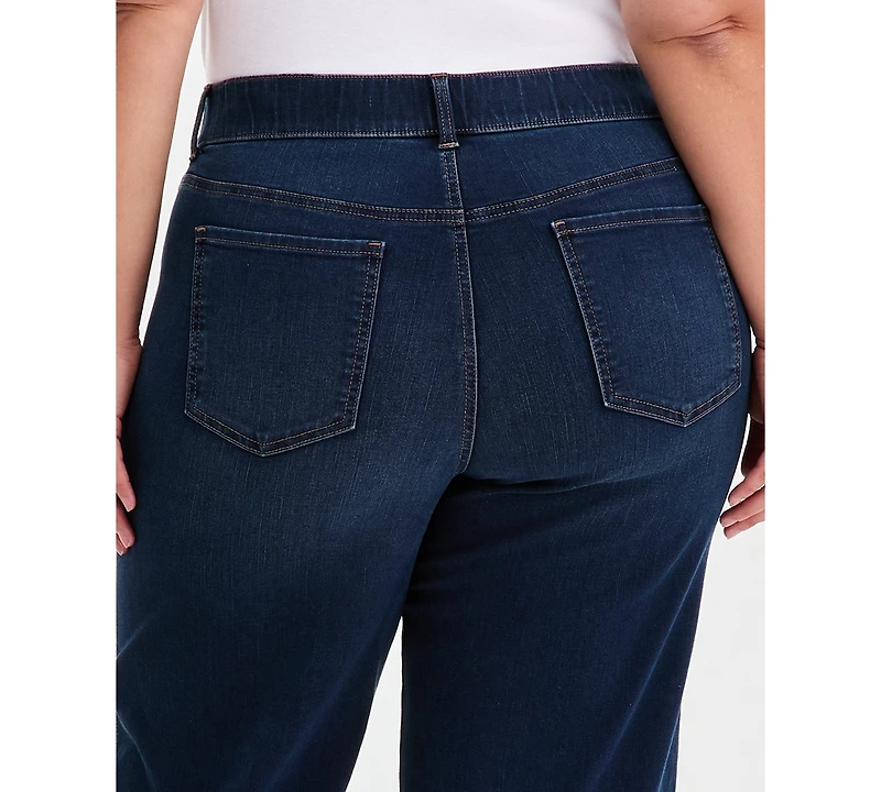 Style & Co Plus Pull-On Shaping High-Rise Wide-Leg Jeans, Macy's Exclusive