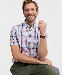 Club Room Men's Ian Plaid Poplin Short-Sleeve Shirt, Macy's Exclusive