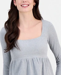 Madden Girl Juniors' Long Sleeve Ribbed Babydoll Top