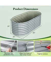 Sugift 5 x 3 x 2 Ft Metal Oval Raised Garden Bed with Open Bottom Design