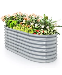 Sugift 5 x 3 x 2 Ft Metal Oval Raised Garden Bed with Open Bottom Design
