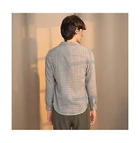 Campus Sutra Men's Ash Grey Micro-Tartan Plaid Shirt