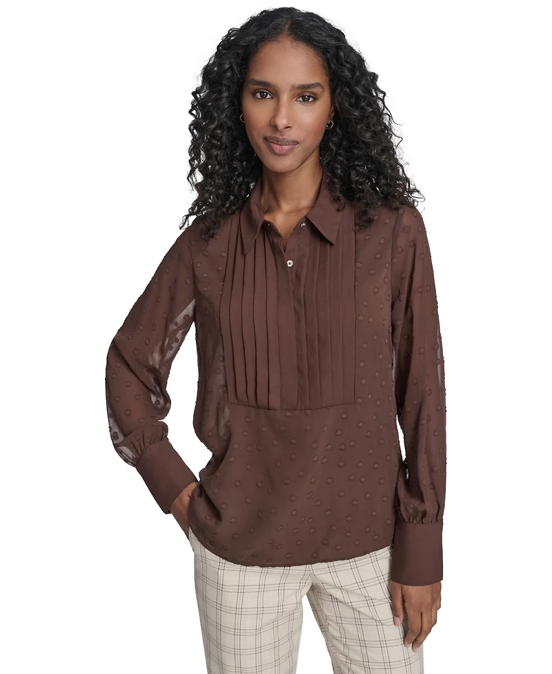 Tommy Hilfiger Women's Clip Dot Pleated Bib Top