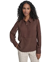 Tommy Hilfiger Women's Clip Dot Pleated Bib Top