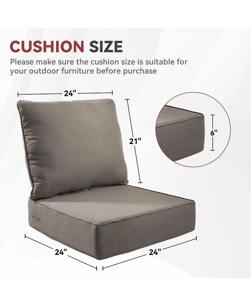 Gymojoy PlushCore 24 in. x 6 Olefin 4-Piece Deep Seating Outdoor Lounge Chair Sofa Cushion