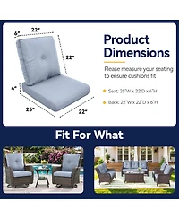 Gymojoy 22 in. x 25 4-Piece CushionGuard Deep Seating Outdoor Lounge Chair Replacement Cushions