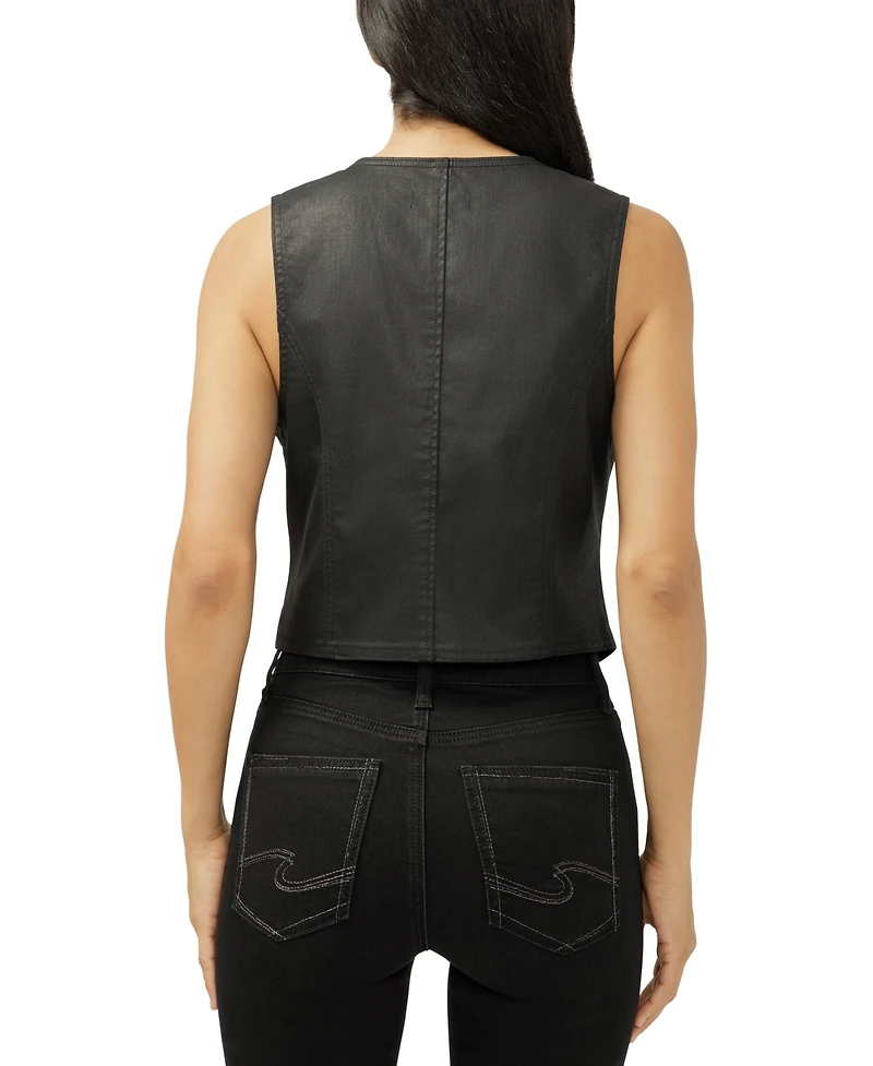Silver Jeans Co. Women's Black Coated Denim Vest