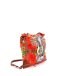 Pre-Owned HERMES Pm Silky City Bag Printed Silk and Leather
