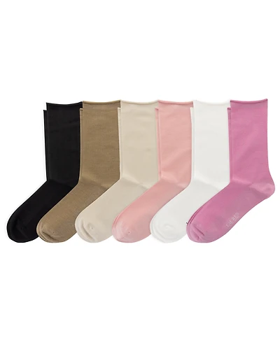 Lauren Ralph Lauren Women's Textured Solid Roll Top Socks, Pack of 6