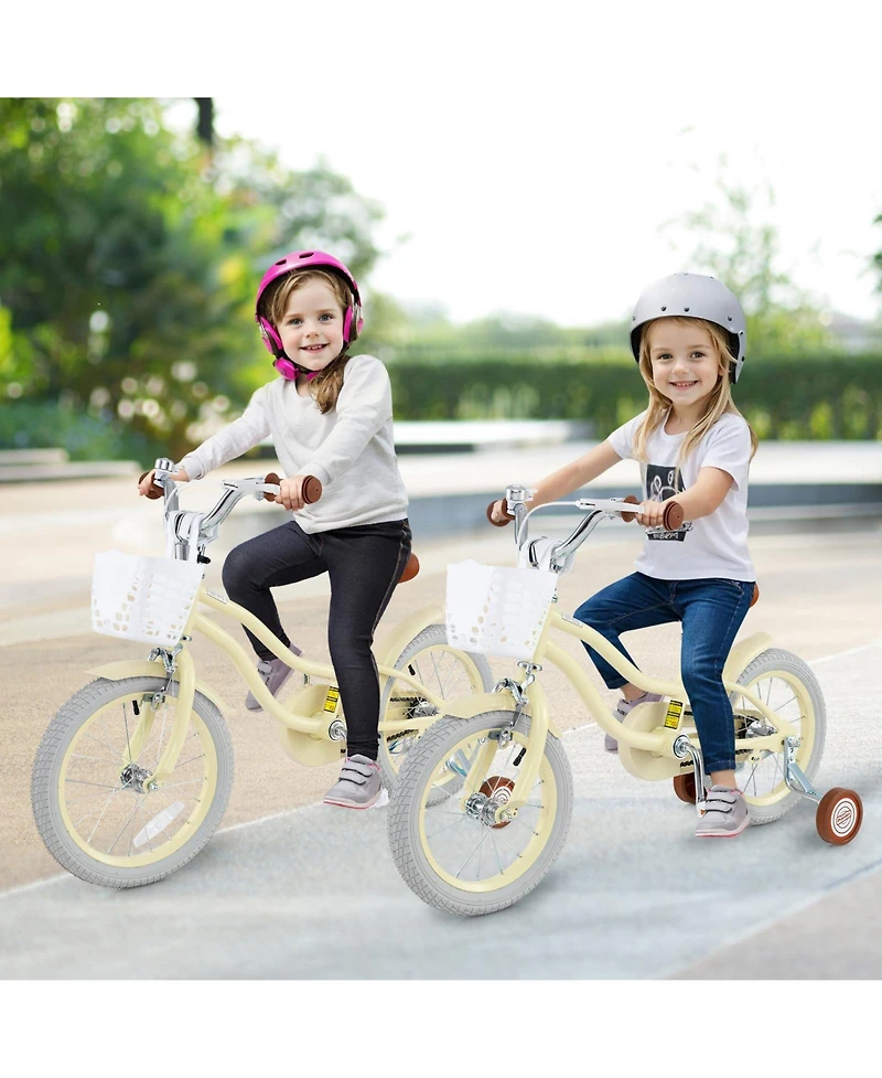 Sugift 14 Inch Kids Bike Adjustable with Training Wheels Ages 3-8 Years Olds-14 inches