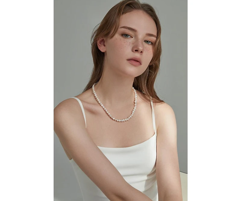 18K Gold Plated Freshwater Pearls -Jackie Necklace & Jackie Earrings Set For Women