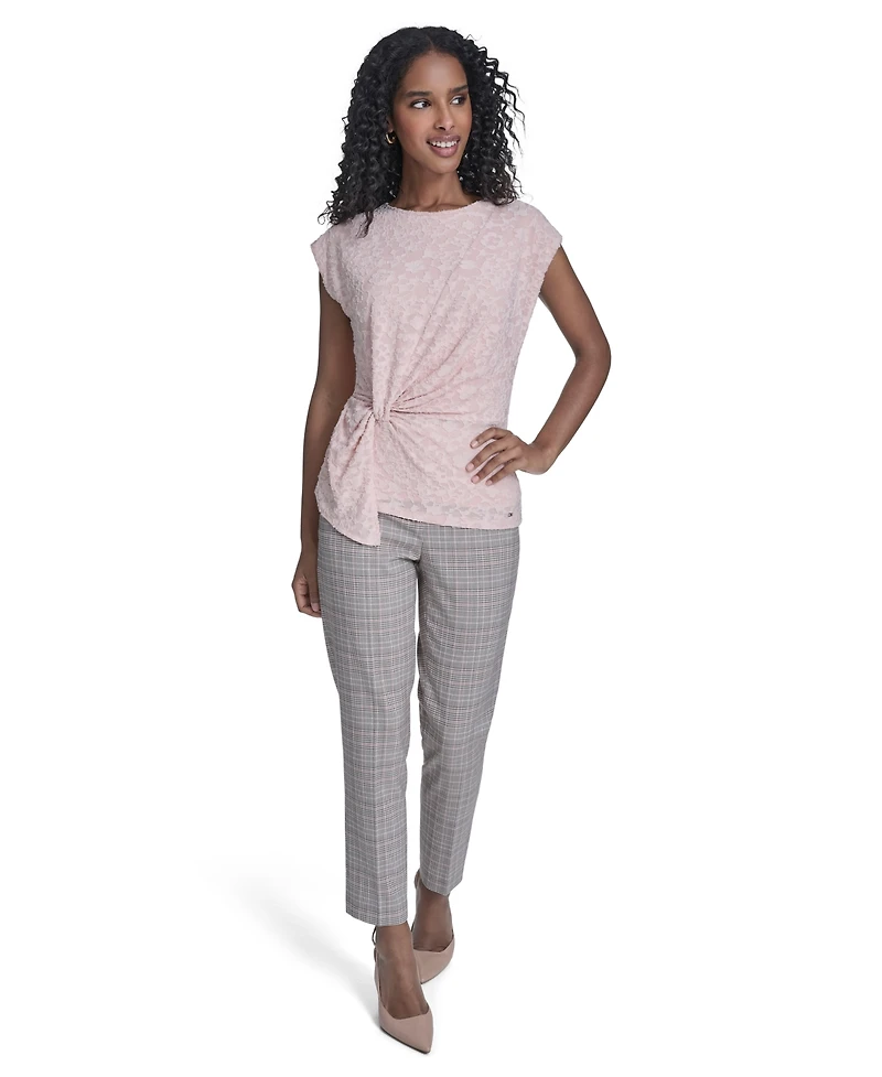 Tommy Hilfiger Women's Floral Clip Draped Crewneck Top