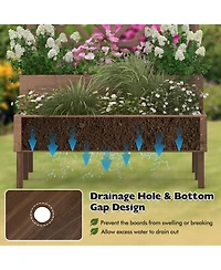 Sugift 2-Tier Raised Garden Bed with Trellis-Brown