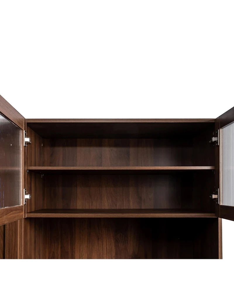 Casainc Kitchen Pantry Cabinet with 4 Doors and Pull-Out Multi-Tier Storage Shelves for Kitchen and Dining Room