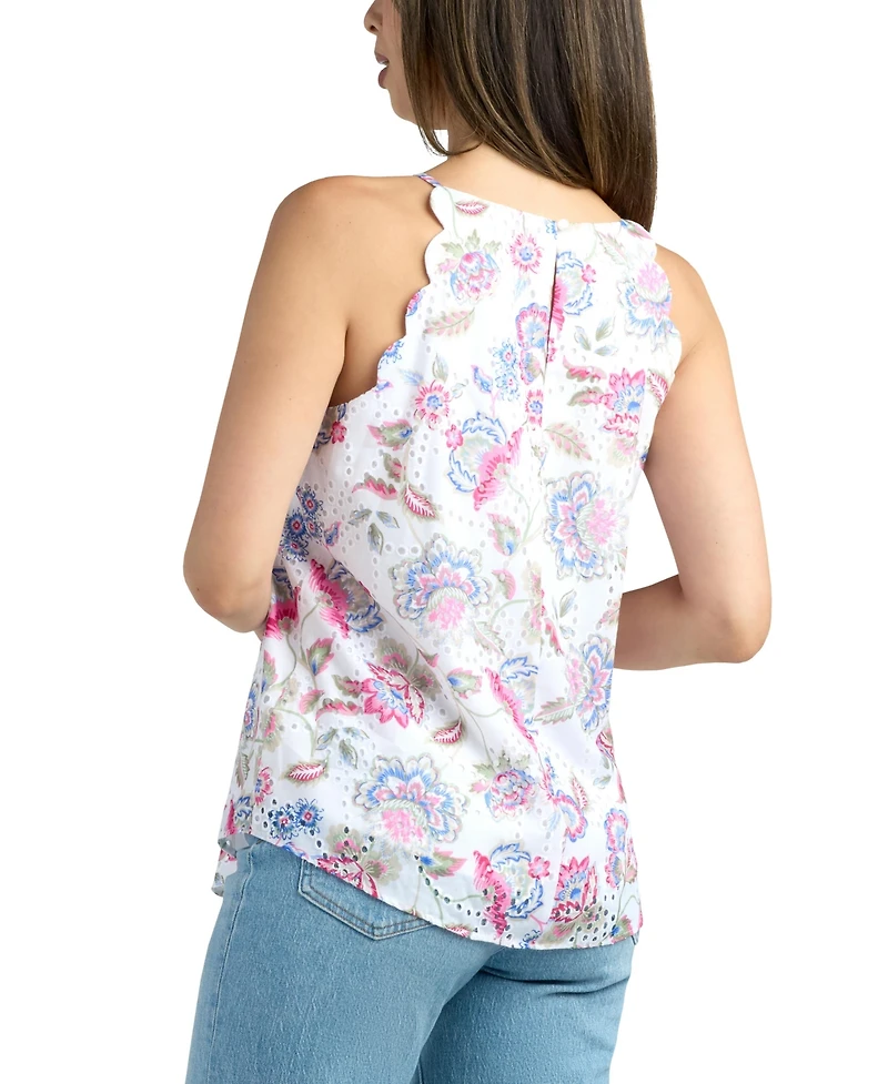 Bcx Junior's Resort Print Eyelet Top