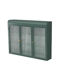 Casainc 3-Door Arched Wall-Mounted Glass Cabinet for Kitchen, Living Room, or Bathroom Storage