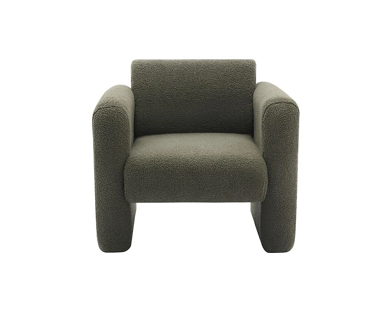 Modern Lambskin Chair Padded Reading Armchair with Pillow