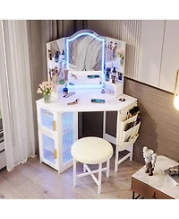 Vlsrka Vanity Makeup Desk with Mirror and Lights