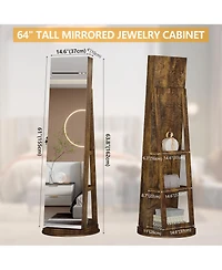 Vlsrka 360° Swivel Free-Standing Jewelry Armoire Cabinet with Mirror