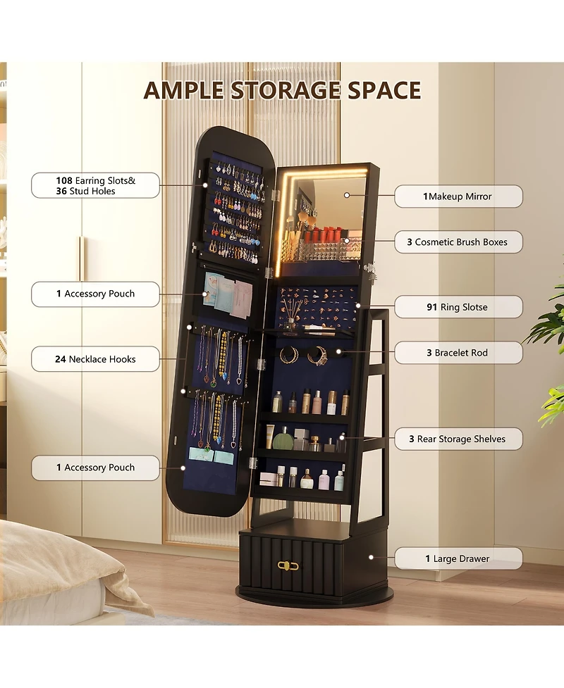 Vlsrka Full-length mirror with wooden frame for floor standing or wall mounting