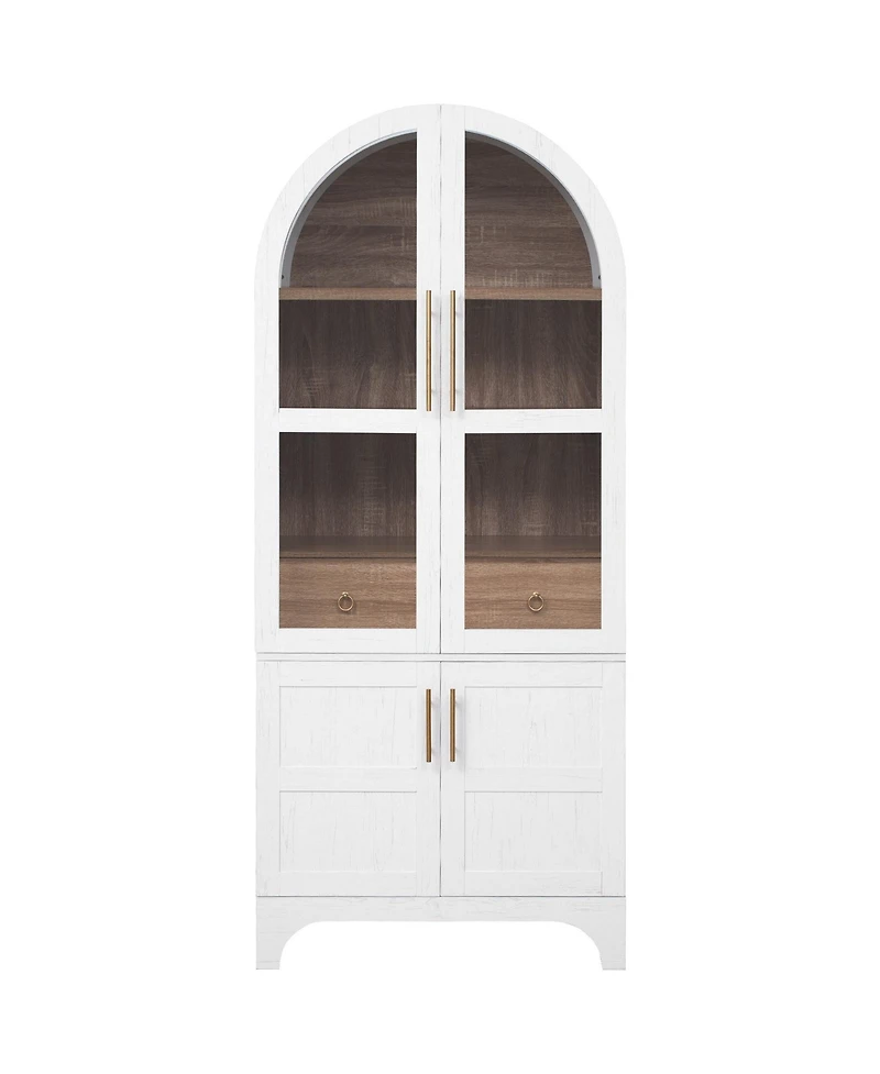 Boyel Living 71" Tall Arched Kitchen Pantry Cabinet with Door Shelves, Farmhouse Kitchen Storage Cabinet with Open & Adjustable Shelves