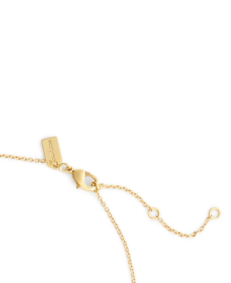 Coach Faux Stone Signature C Braided Rondelle Pendant Necklace