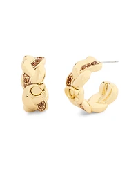 Coach Faux Stone Signature C Braided Hoop Earrings