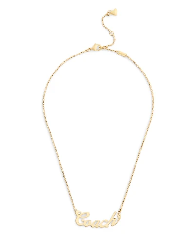Coach Faux Stone Signature Name Plate Pendant Necklace