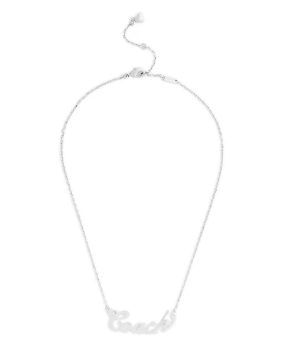 Coach Faux Stone Signature Name Plate Pendant Necklace