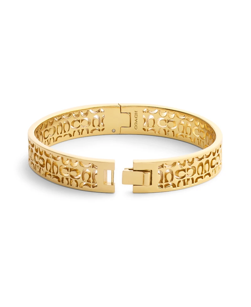 Coach Gold Signature Quilted Cut Out Bangle Bracelet