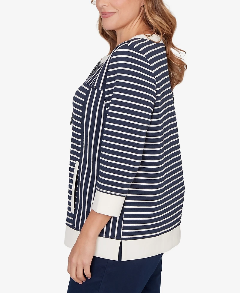 Ruby Rd. Plus Striped Popover Pocket Top