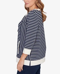 Ruby Rd. Plus Striped Popover Pocket Top