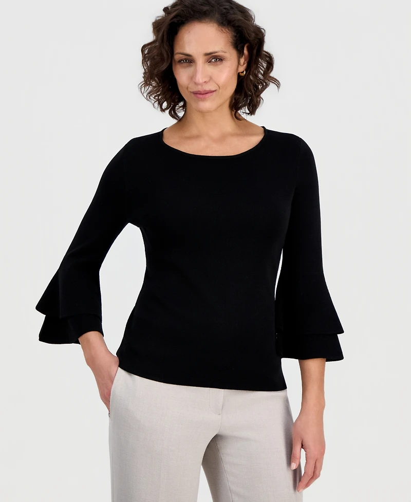Kasper Women's Scoop-Neck Flare-Sleeve Sweater, Regular & Petite