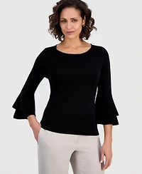 Kasper Women's Scoop-Neck Flare-Sleeve Sweater, Regular & Petite