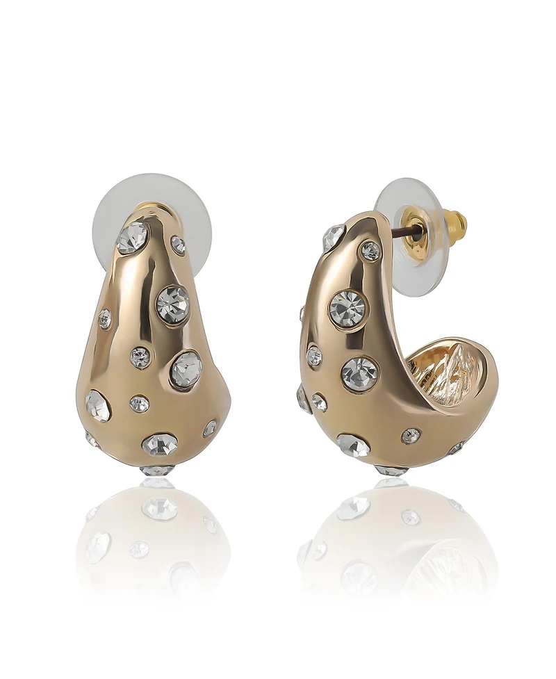 Bcbg Gold-Tone Pave Polka Dot Sculptural Hoop Earrings