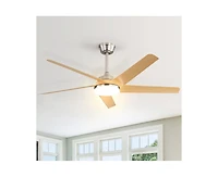 Sofucor 52-inch Modern Sand Nickel 5-Blade Tri-Color Dimming Ceiling Fan with Remote Control and Timing Function for Indoor