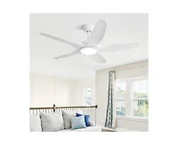 Sofucor 48-inch Matte White 5-Blade Ceiling Fan with Six Speed Remote Control and Forward Reverse Function for Indoor Use