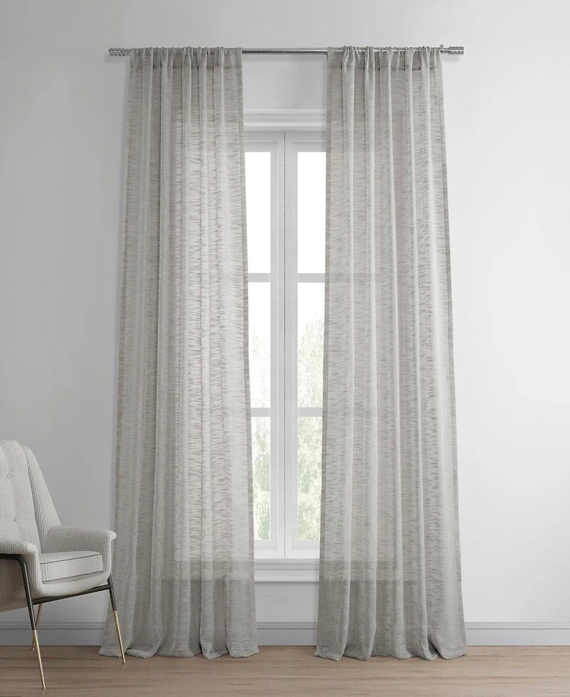 Half Price Drapes Faux Linen Sheer Curtain Pair (2 Panels)