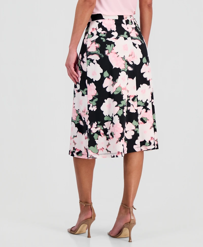 Kasper Women's Printed Pull-On Midi Skirt