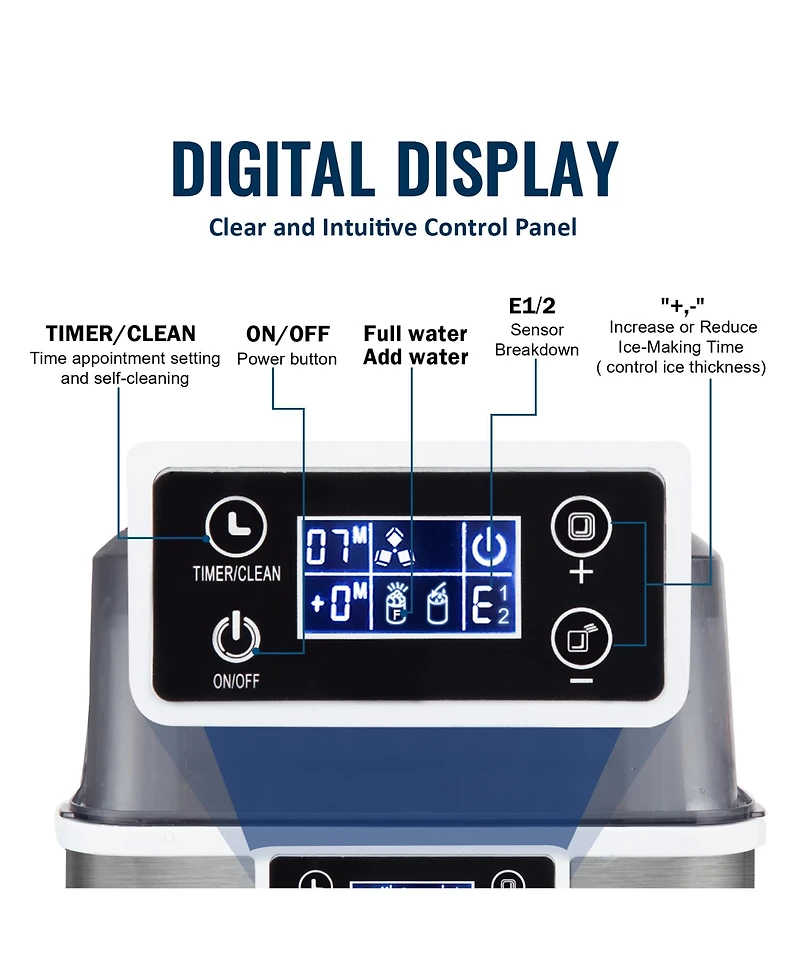 Euhomy 34-lb Cube Ice Countertop Portable Ice Maker in Black with Self Cleaning