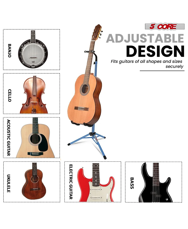 5 Core Guitar Stand Floor Foldingholder Soporte Para Guitarra for Acoustic Electric Bass Gsh Hd D-blu