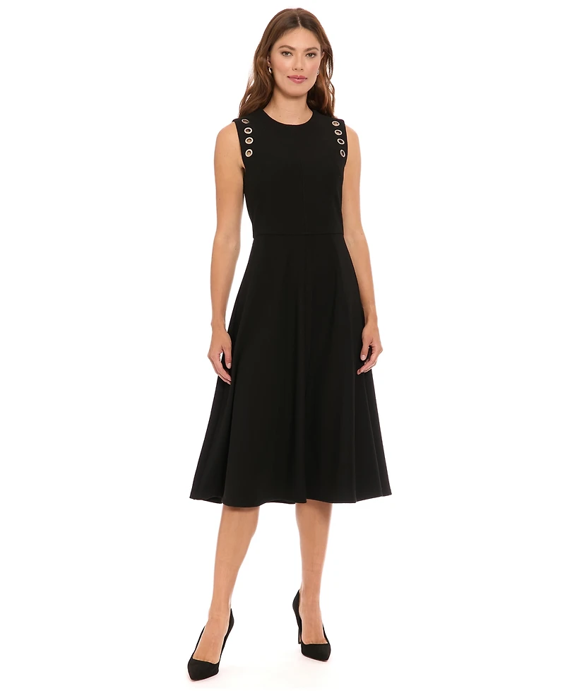 London Times Petite Crewneck Sleeveless Dress