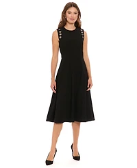 London Times Petite Crewneck Sleeveless Dress