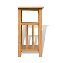 End Table with Magazine Shelf Solid Oak Wood 10.6"x13.8"x21.7"