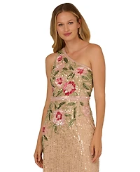 Adrianna Papell Women's Beaded Mermaid One Shoulder Maxi Dress