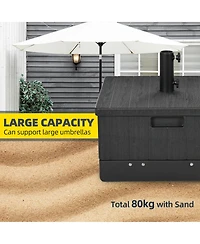 Outsunny 3-in-1 Outdoor Umbrella Base, Coffee End Table, Flower Box Planter, 175lbs Capacity Patio Umbrella Stand Table with Wheels and Handles
